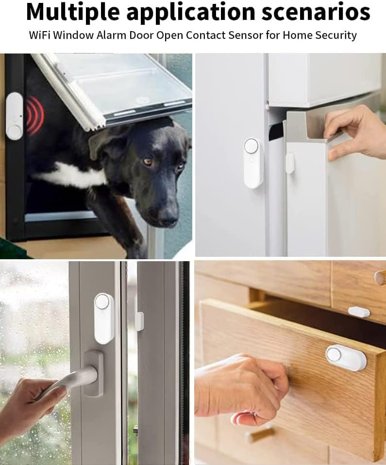 Miniatura 4 de ChunHee Sensor de puerta WiFi, sensor de ventana de puerta, detector de alarmas en tiempo real con Alexa, Google Assistant, no requiere