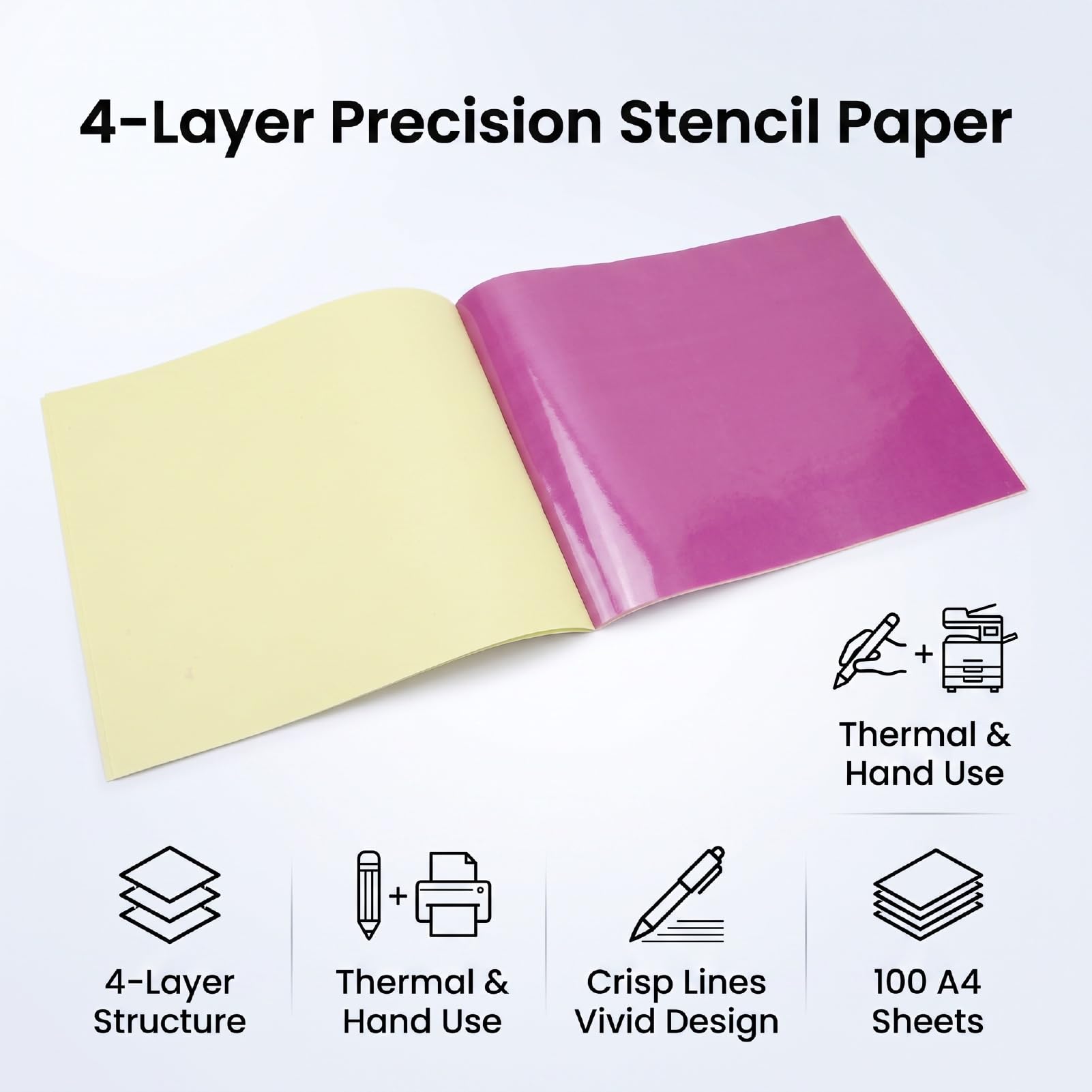 Papel de Transferencia Térmica A4 Rosa 100 Hojas Diseño de 4 Capas