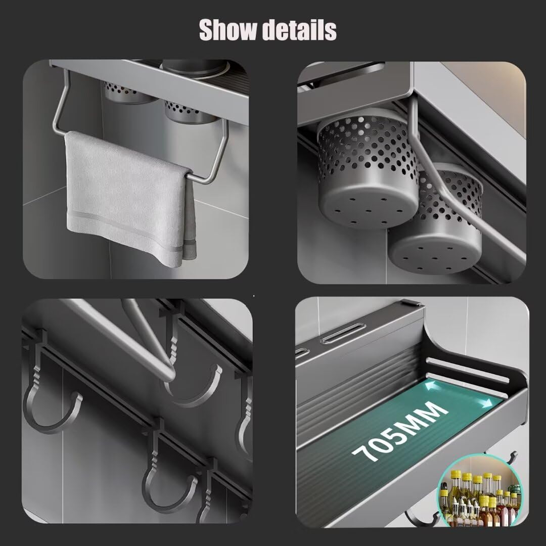 Estante de especias para colgar en la pared, organizador de utensilios de cocina para restaurantes, bares con organizador de condimentos, solución de almacenamiento que ahorra espacio