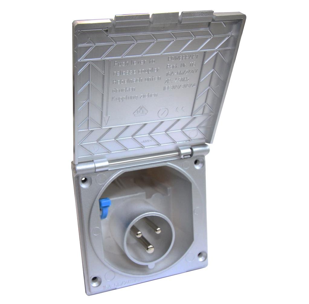 CEE Einspeisungsdose - mit Deckel - 230V - silbergrau