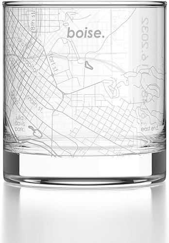 Miniatura 115 de Well Told Vaso de whisky grabado con mapa de Charleston, Carolina del Sur, vaso de rocas estilo antiguo (11 oz, transparente), vaso de whisky
