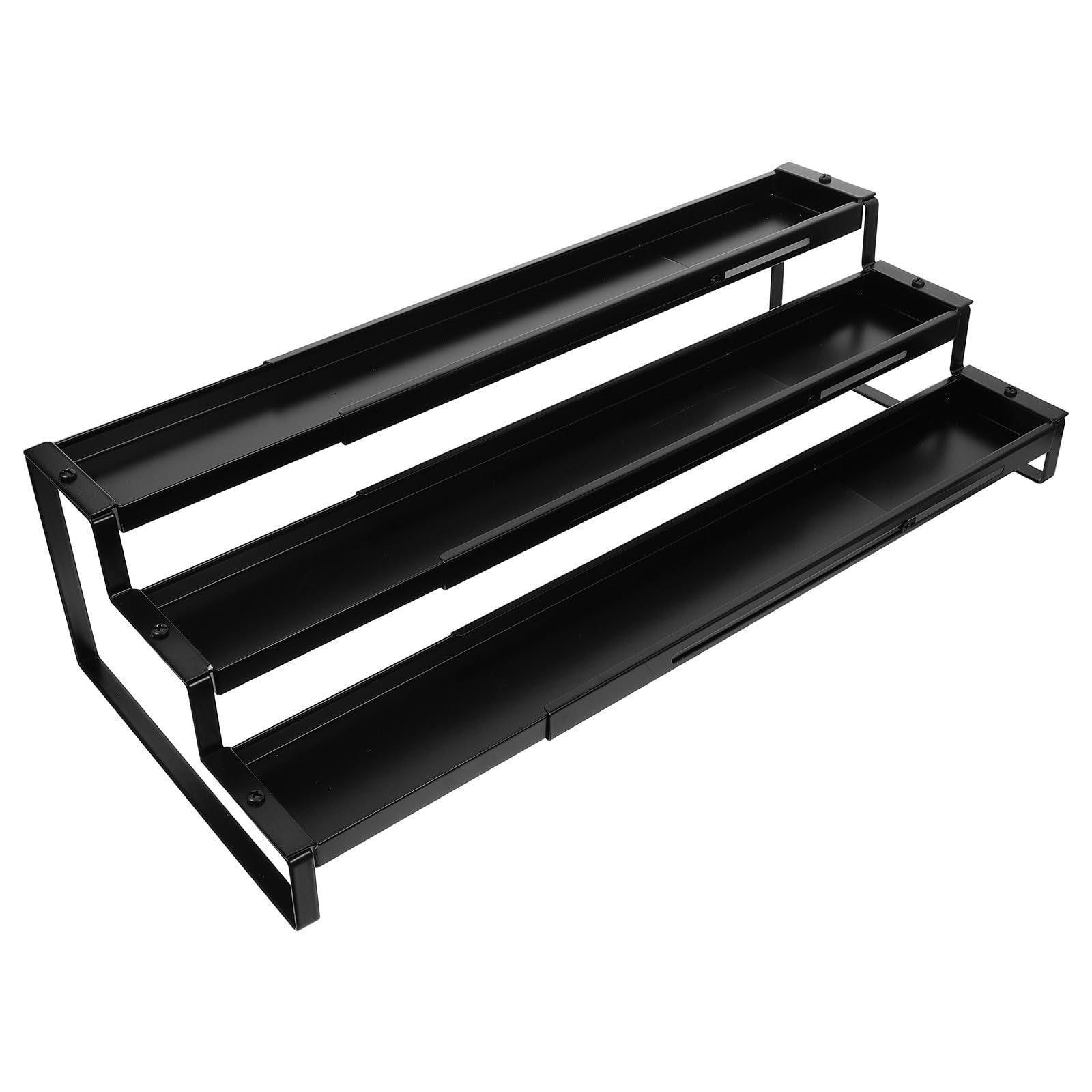 Portaspezie Estensibile in Acciaio al Carbonio Nero a 3 Livelli Facile da Pulire Design Moderno e Raffinato Organizzatore per Cucina e Dispensa