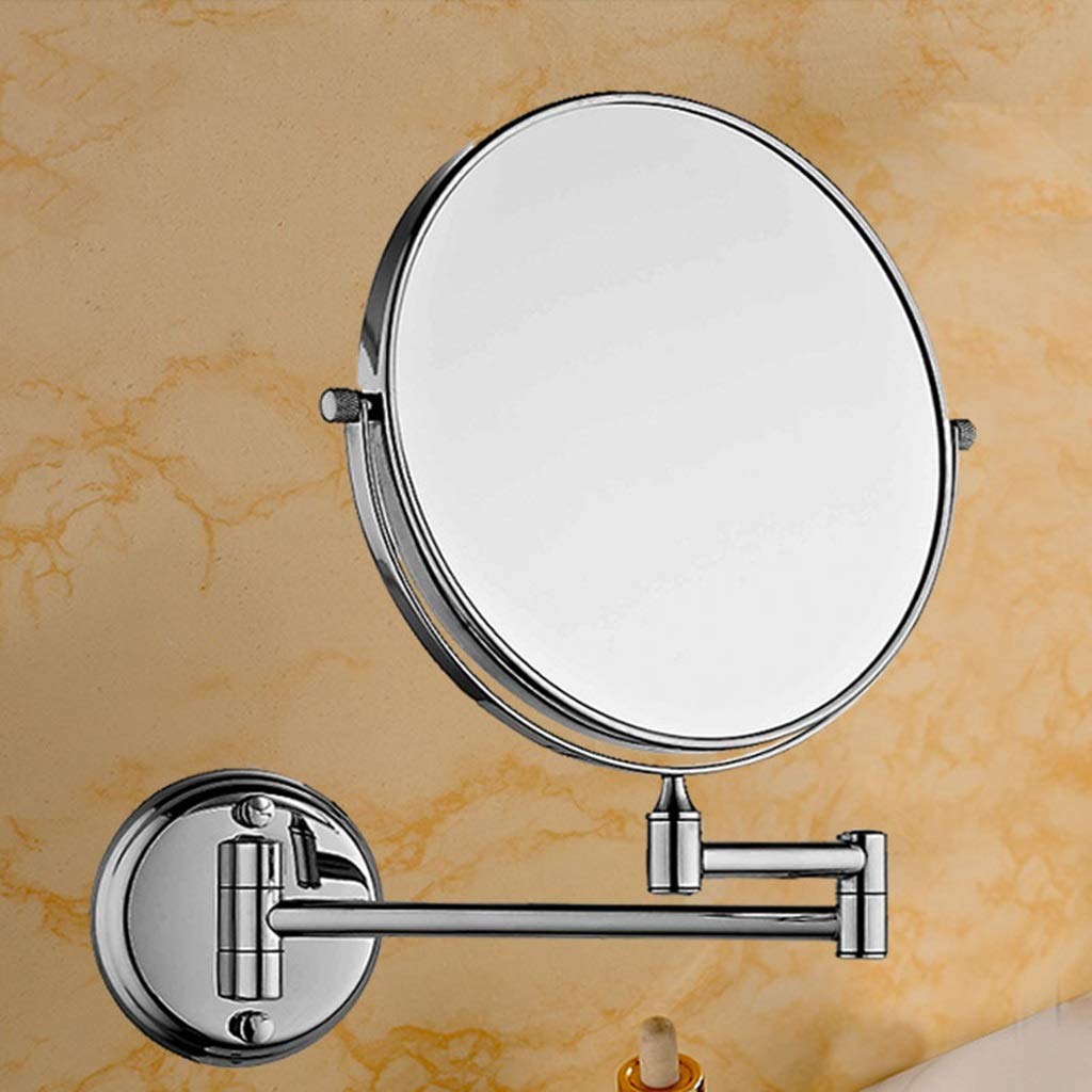 Specchio Trucco Specchio per il trucco, specchio per trucco cosmetico Specchio per bagno Specchio per bagno pieghevole Doppio specchio creativo circolare in metallo da 8 pollici Ingrandimento 3X Led