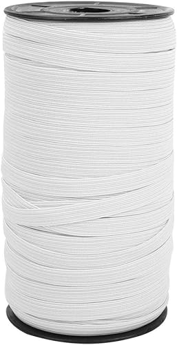 Banda elástica para costura, 100 yardas de 0.315 pulgadas (0.315 in), cordón elástico para proyectos de bricolaje, artes y manualidades (blanco)