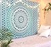 RAJRANG Turquoise Green Ombre Mandala Tapestry Teal Mint Hippie Wall Hanging Boho Bohemian Dorm Decor Indian Cotton Queen Bedding Bedspread
