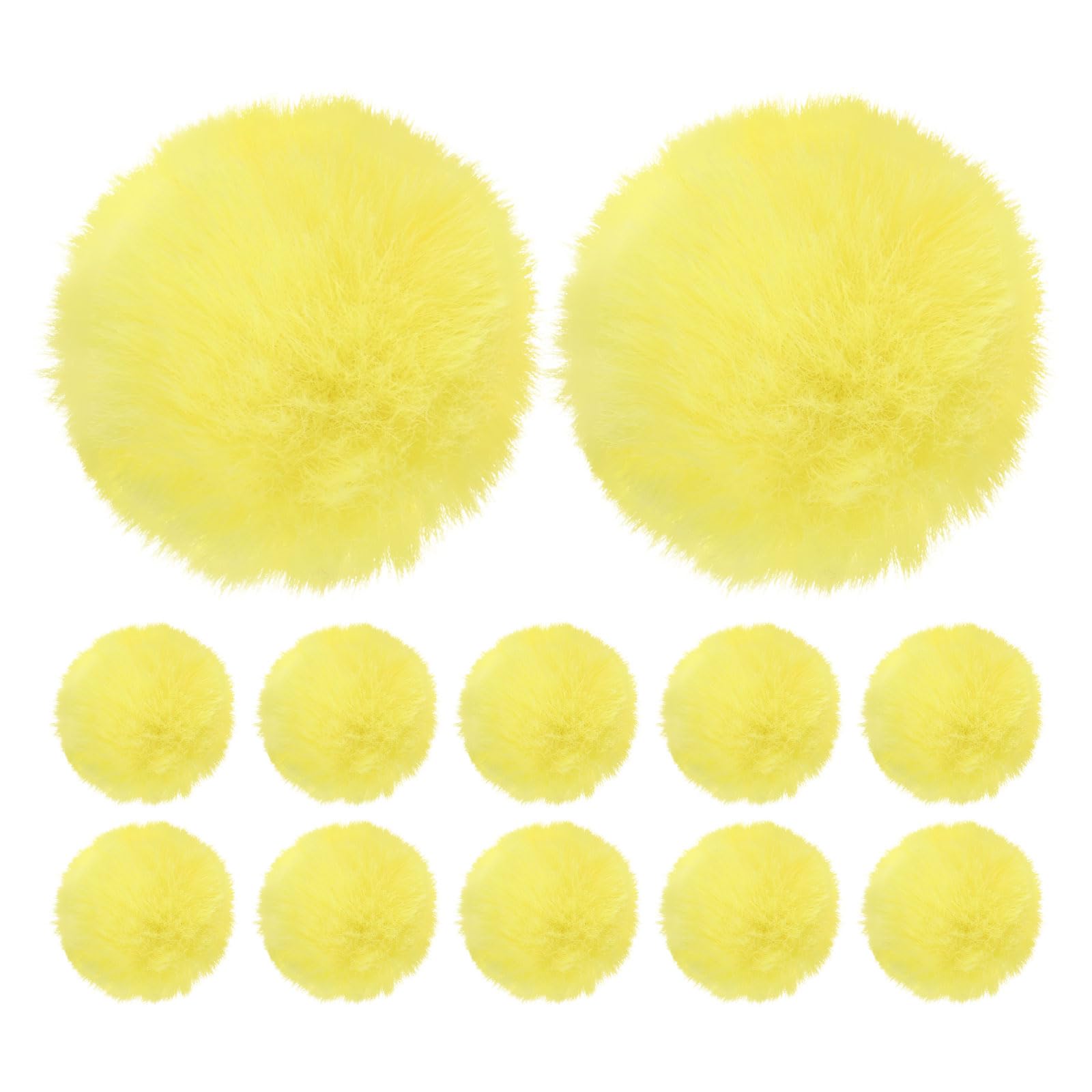 M METERXITY 12-Pack Faux Fur Pom Poms, 2.4 Inch/ 6 cm Soft Fluffy Pompoms Balls Faux Rabbit Fur with Elastic Loop for Hats/Bags/Keychains/Knitting Accessories/DIY Crafts [Bright Yellow]