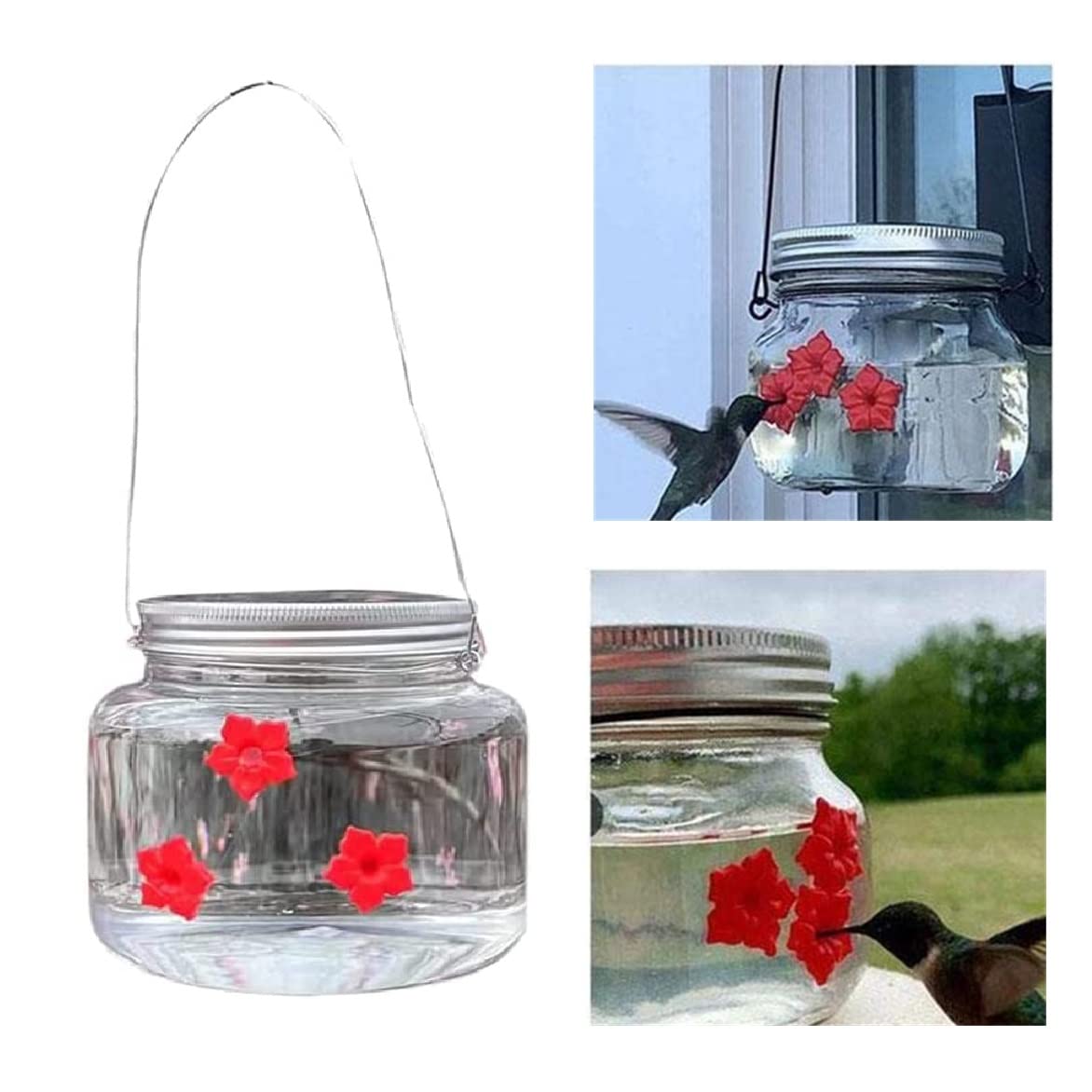 Amazon.com : 2023 Beautiful Mason Jar Hummingbird Feeder with 3