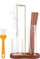 Zeefpod 2-in-1 Upside Down Incense Holder with Glass Ash Catcher - Vertical Stick Burner for Yoga, Meditation, Spa & Home Decor, Reddish Brown