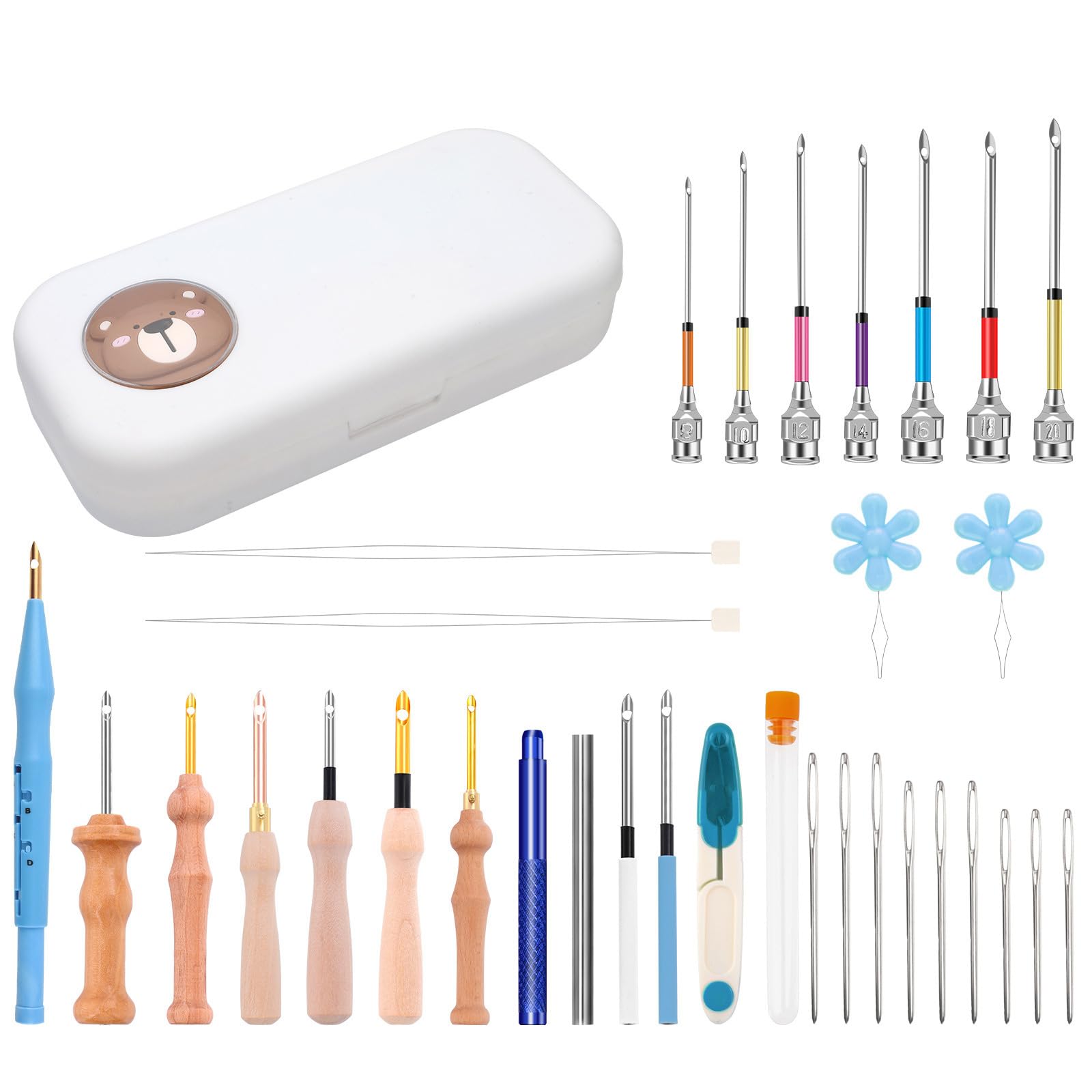 1 Set Punched Needle Set Punched Needle Tool Large Eye Sewing Embroidery Kits for Craft Project