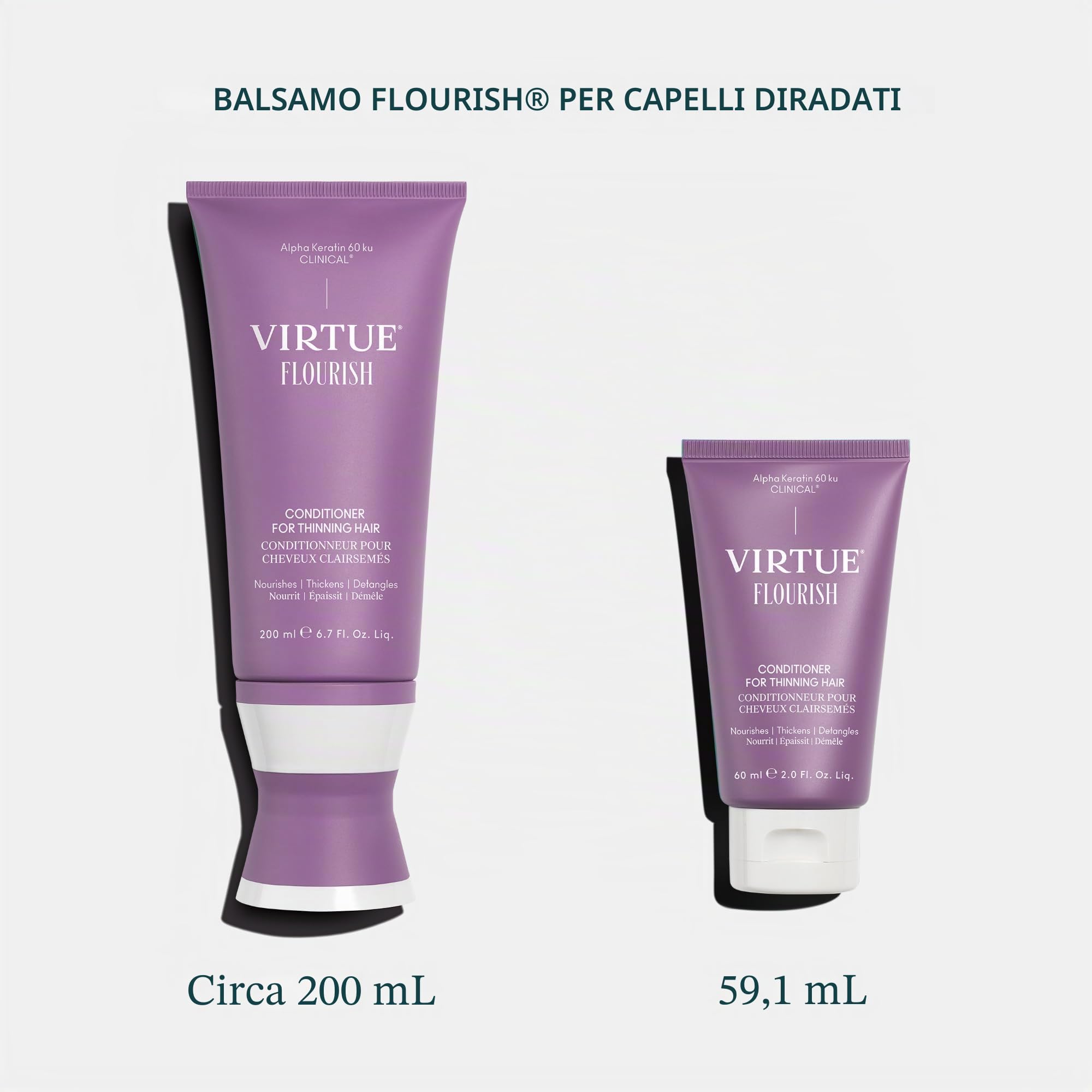 VIRTUE Balsamo Flourish per capelli che si assottigliano | Nutre, ispessisce, districa i capelli che si assottigliano