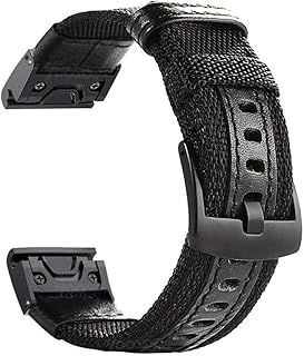 YOOSIDE Fenix 5/Fenix 6 Watch Band, 22mm Quick Easy Fit Nylon Durable Wristband Strap for Garmin Fenix 5/5 Plus,Fenix 6,Instinct,Quatix 5, MARQ,Forerunner 935/945,Fit Wrist 6.3-8.66inch (Black)