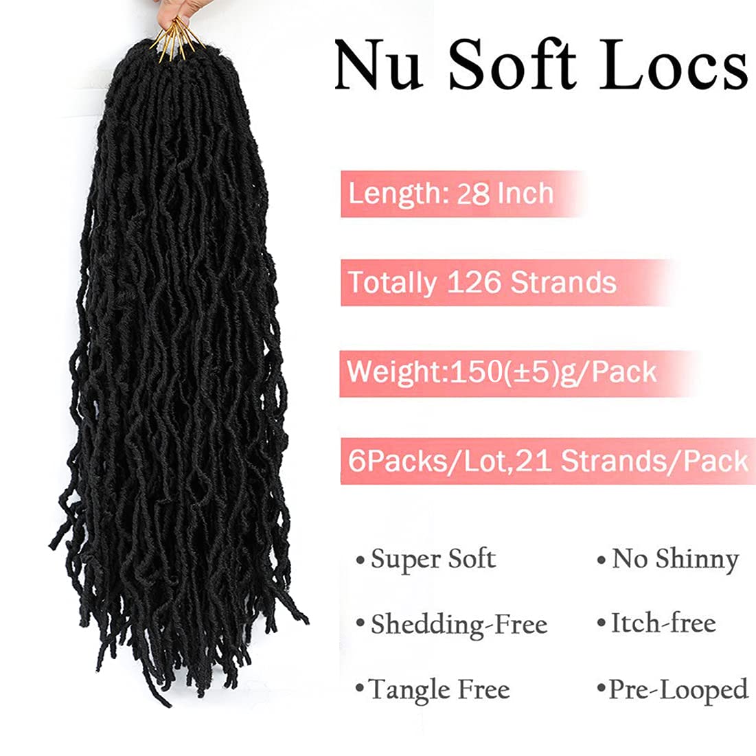 28 inches soft locs