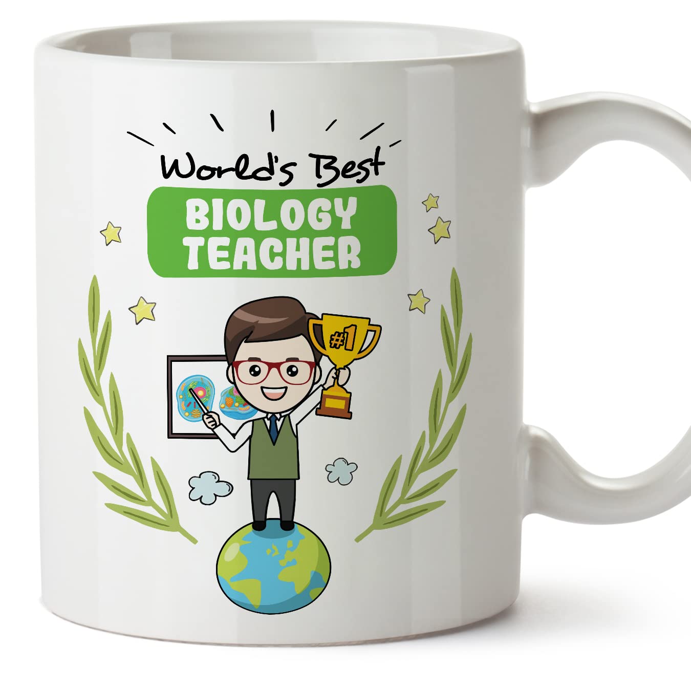 MUGFFINS Biology Teacher Man Mug - in English - World's Best - Funny Gift for Colleagues - Ceramic 11oz Mug