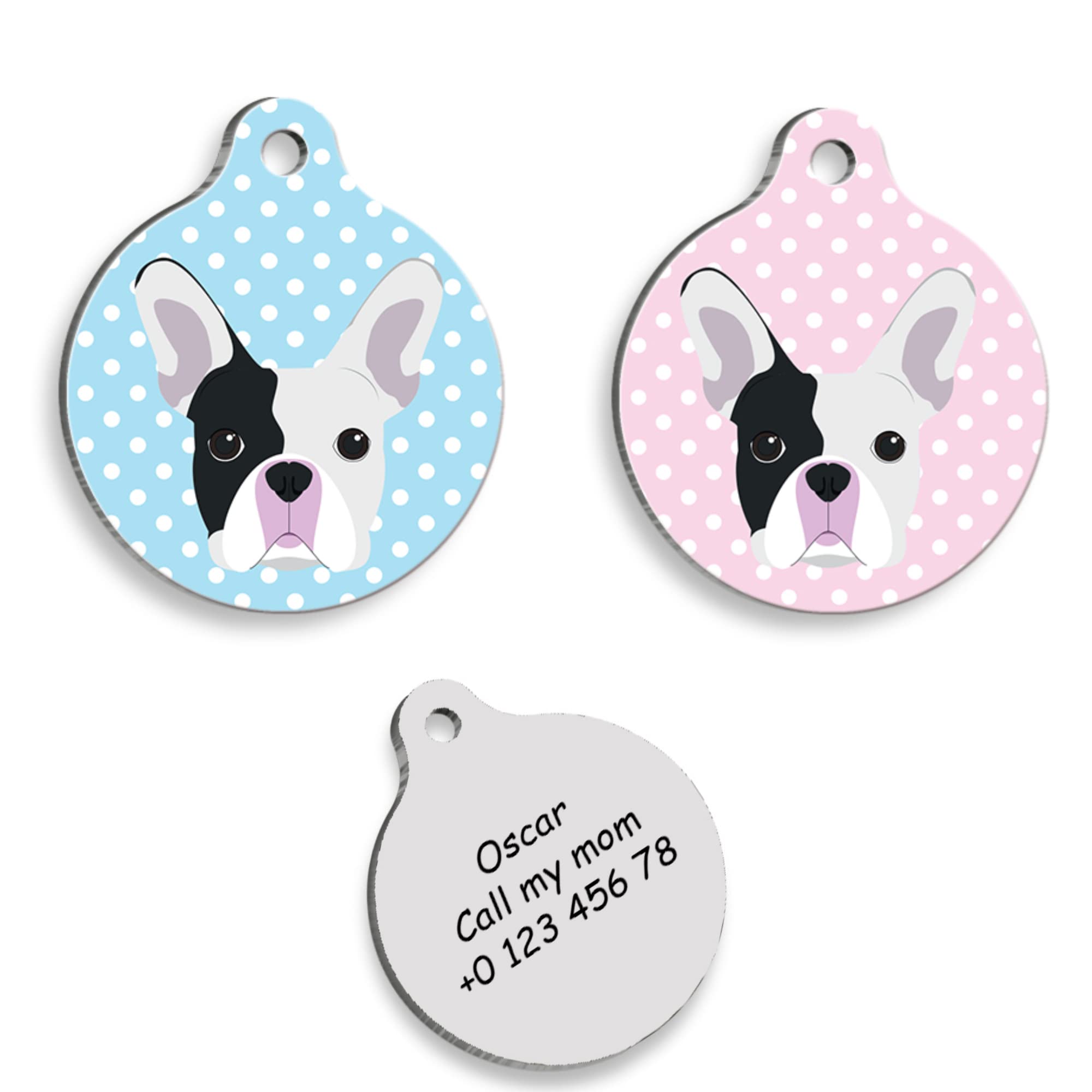 BOSTON TERRIER Personalized Dog Tag - Custom Name Tag - ID Tag for Dog & Cat - Customized Pet Tags - Dog Name Tag - Cat Name Tag - Engraved Dog Tag (Blue)