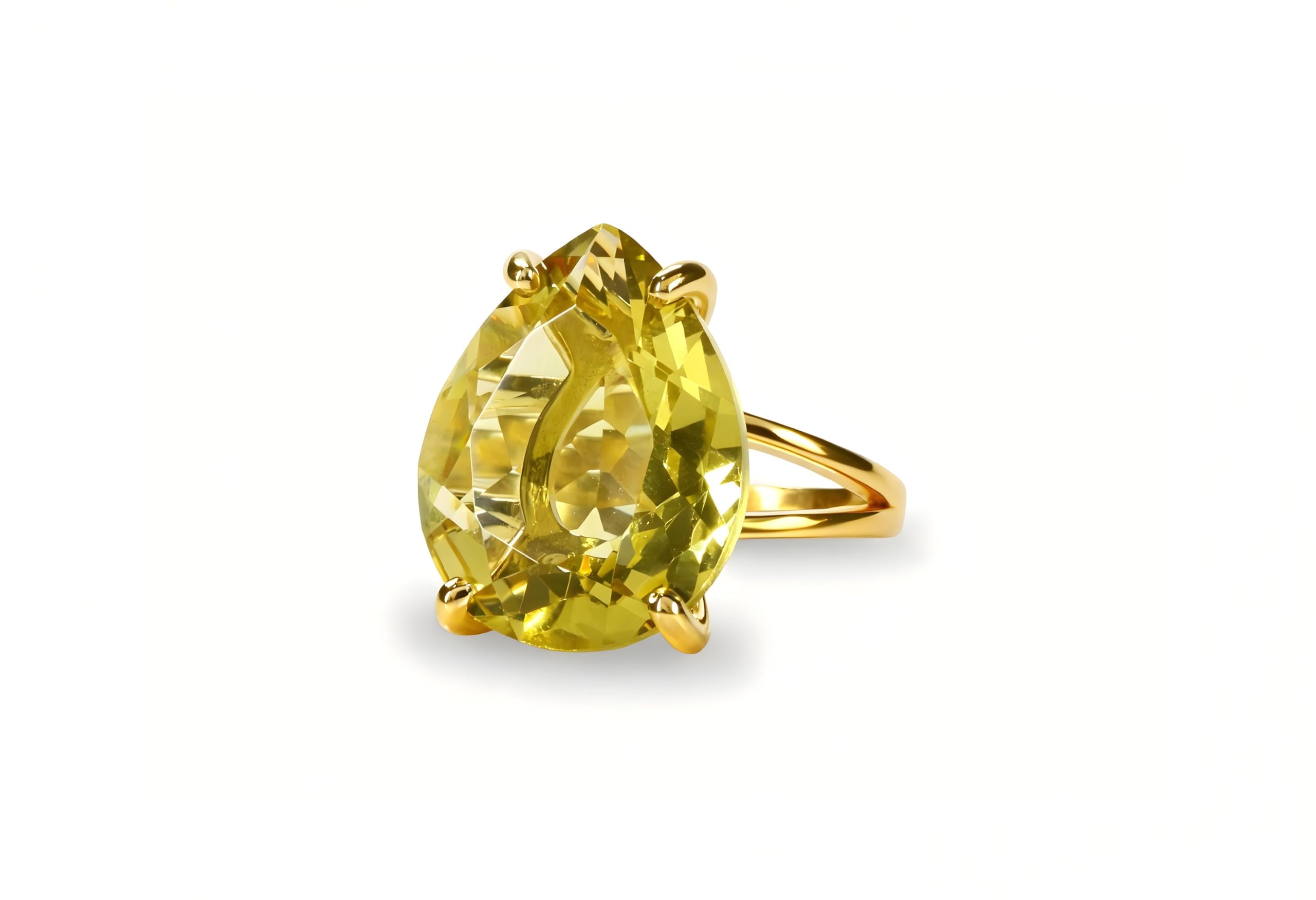 Bague En Quartz Jaune Dans Un Sertissage Rempli D'or 14k - Anniversaire, Formel, Décontracté, Bijoux De Mariée - Bijoux Artisanaux En Quartz Pour Femme - Boîte Fantaisie Gratuite - Gravure Disponible