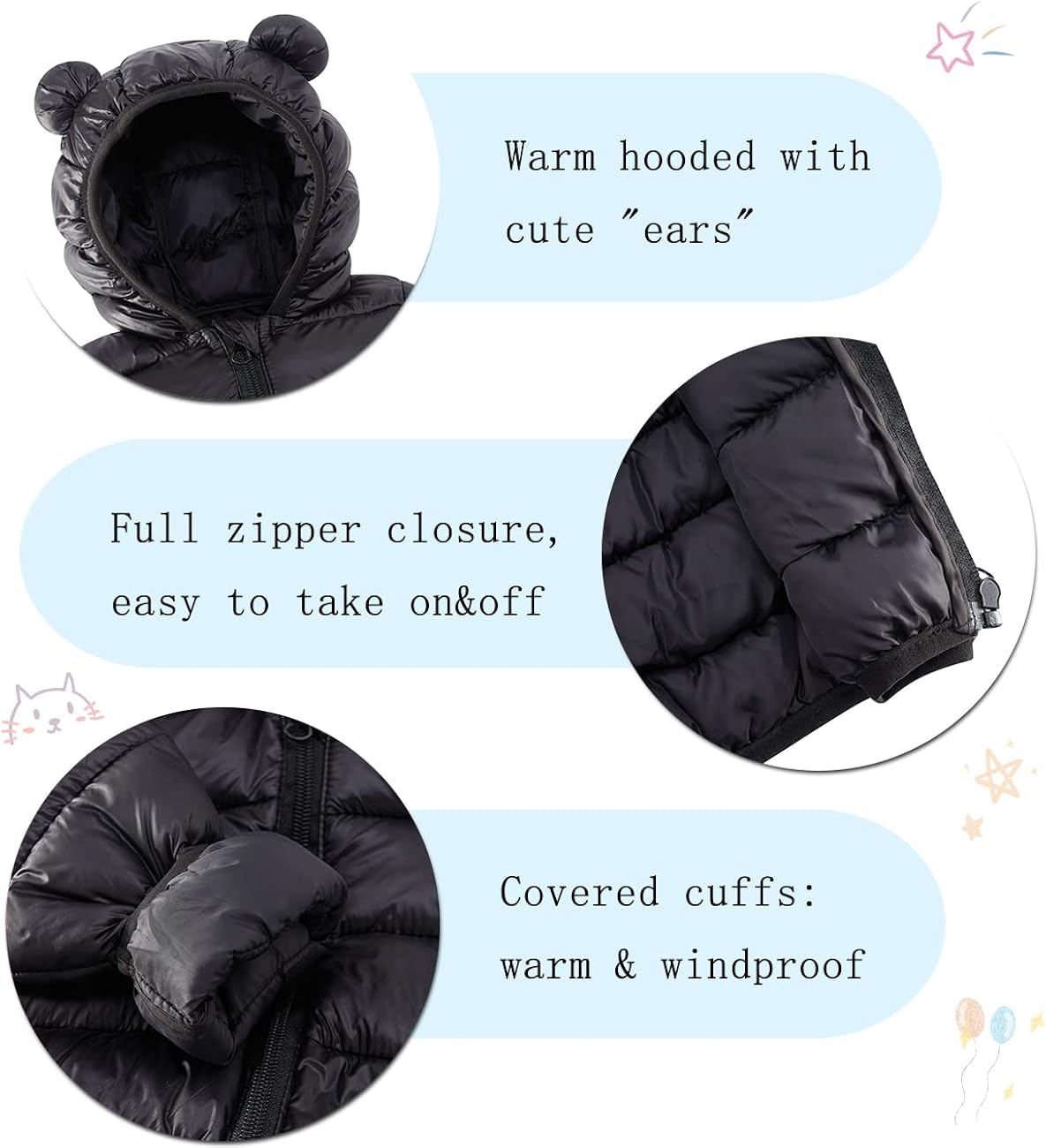 Winter Coats for Kids 3D Down Alternative Hoods Baby Boys Girls Jacket for 6M-5T: Clothing, Shoes & Jewelry