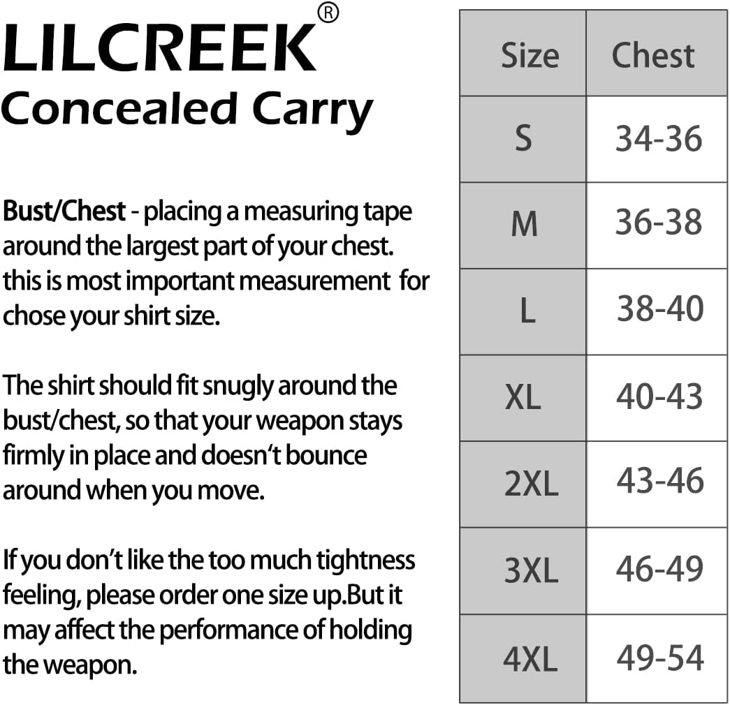 Lilcreek Scoop Neck Conceal Carry Shirts for Men: Undercover Concealed Carry Clothing with Gun Holster
