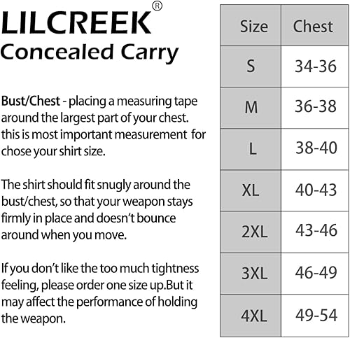 Miniatura 7 de Lilcreek Camisas de transporte ocultas de cuello redondo para hombres ropa de transporte oculta encubierta con funda de pistola