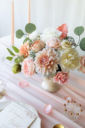 Miniatura 4 de Paquete combinado de flores artificiales rubor, flores de marfil sintético para arreglos de boda, ramos de bricolaje, fiestas, centros de mesa de