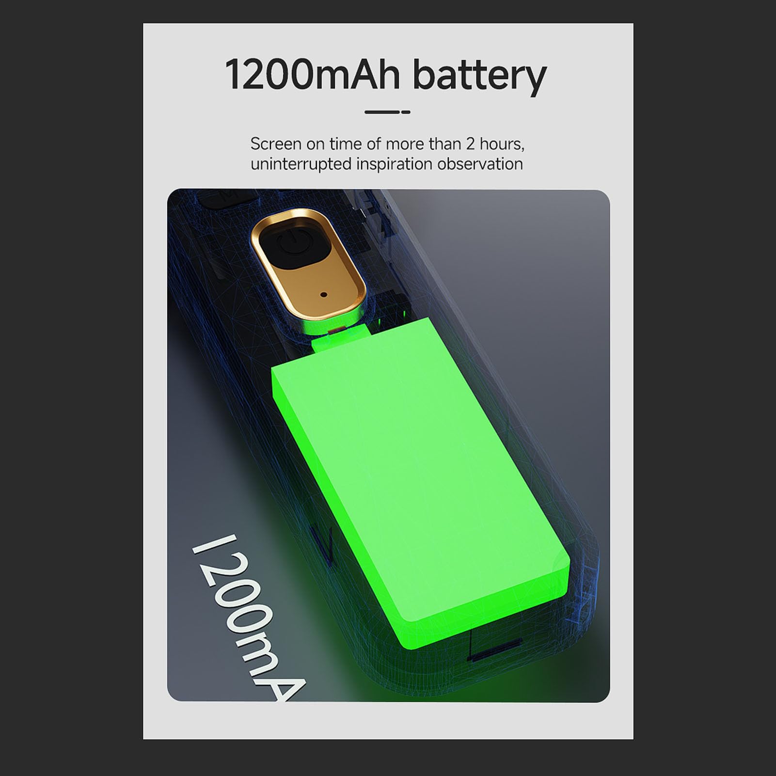 Generic Microscopio Digital de Bolsillo Material ABS Aumento Ajustable 5-500X Tiempo de Trabajo de 2,3 H 16 Luces LED Capacidad de Batería de 1200 MAh (Black)