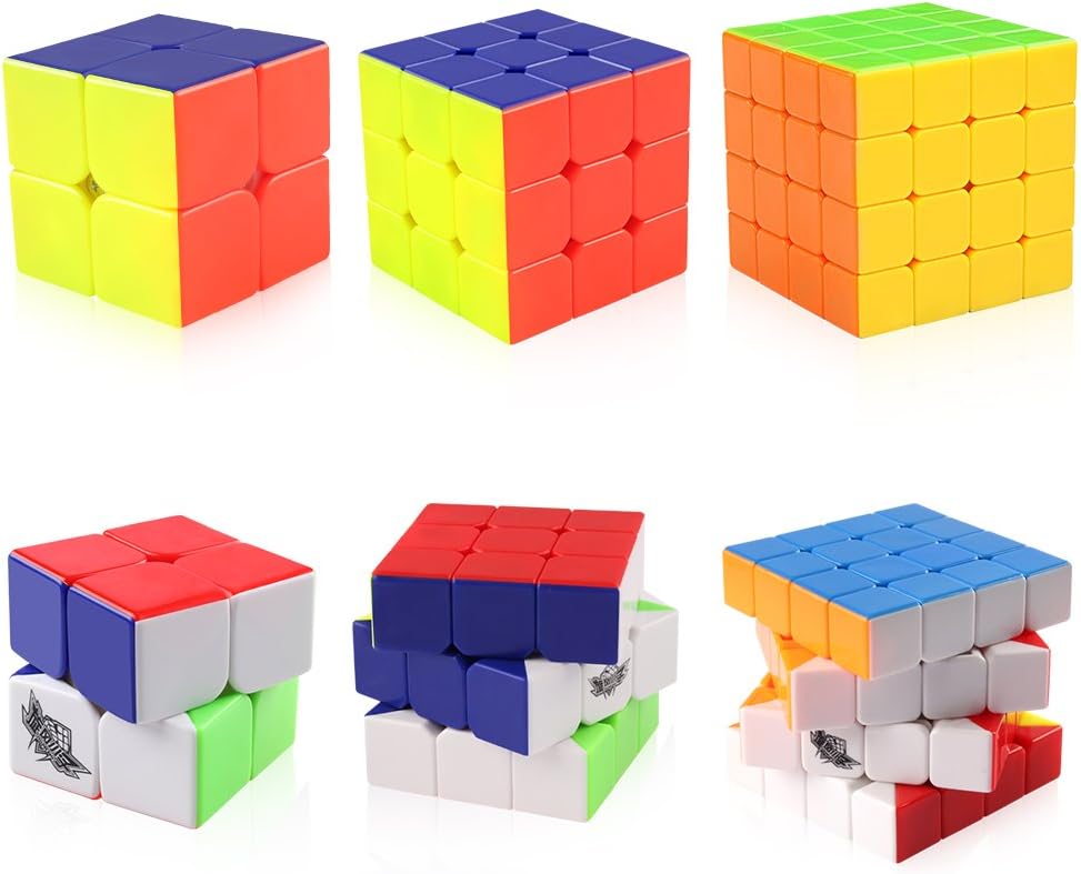 D-FantiX Cyclone Boys 2x2 3x3 4x4 Speed Cube Set, Stickerless Magic Cube Puzzles Toy Pack of 3