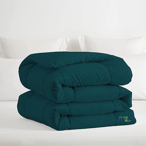 Miniatura 10 de Pure Eco Edredón prémium de 1 pieza (120 x 120 pulgadas)  Edredón de invierno súper suave de algodón de 300 GSM, ligero, 4 lazos en las esquinas,