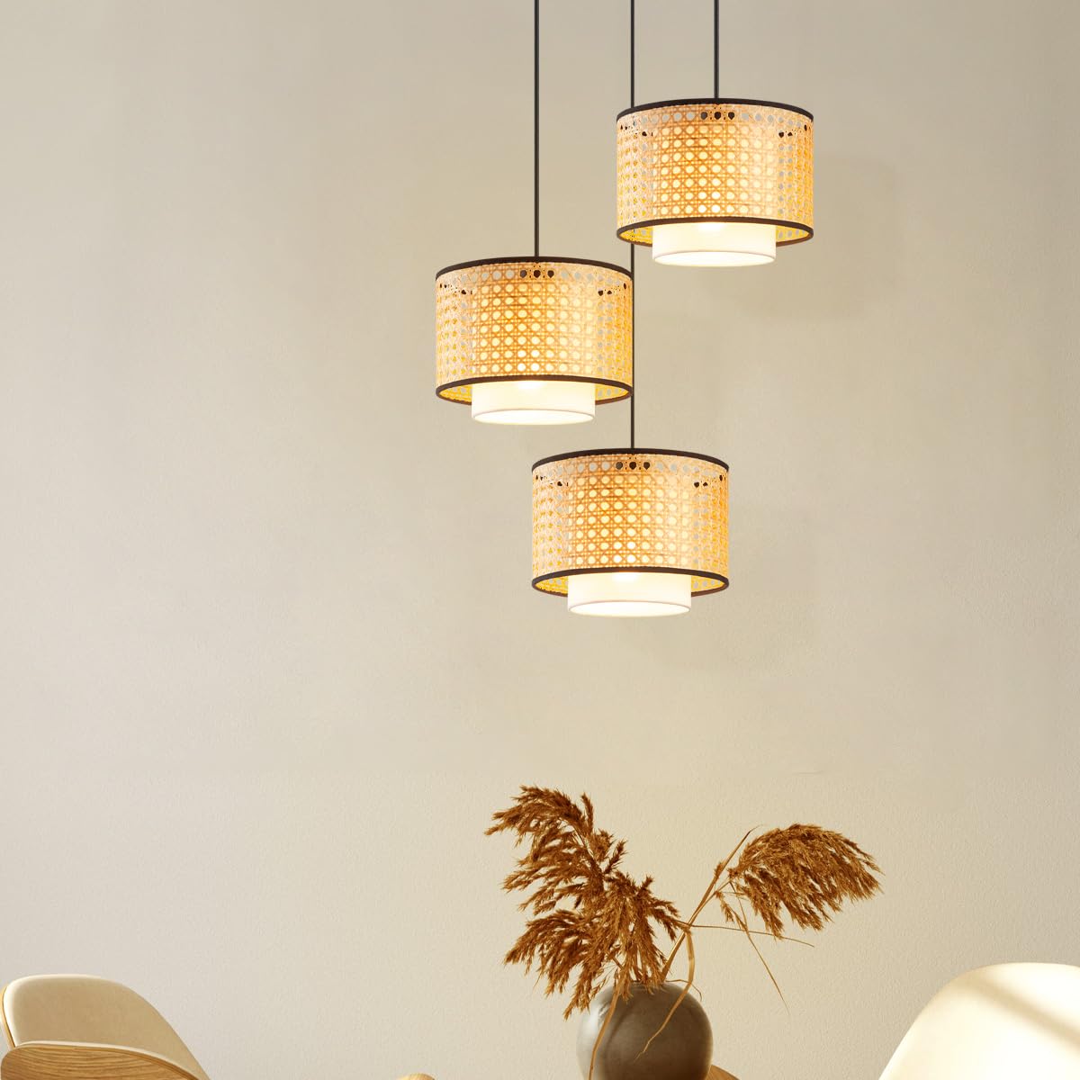 AKWAY Bamboo Pendant Lights - Set of 3 -1