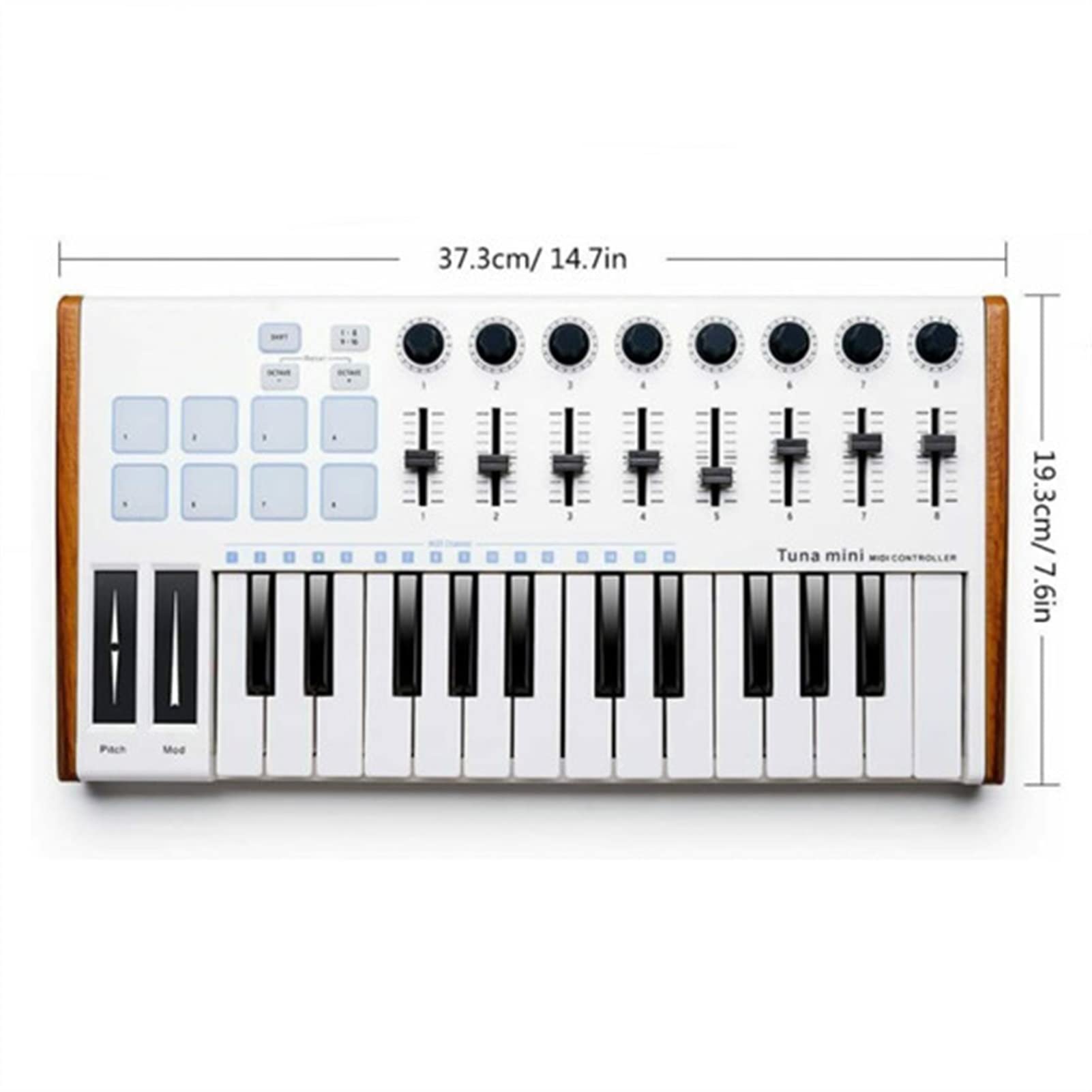 Teclado Piano 25 Llaves USB Midi Controlador De Teclado 8 RGB Retroiluminado DJ Pianos
