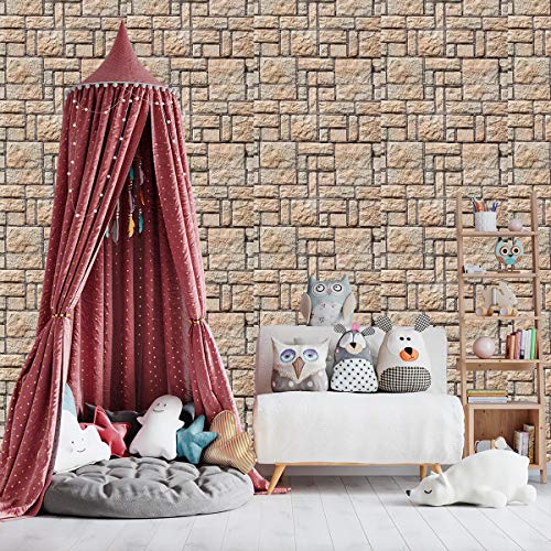 Image of DWELLSINDIA Brick Stone Self Adhesive Wallpaper, Waterproof, Scratch Resistant, Laminated (41cm x 244cm, Multicolour)