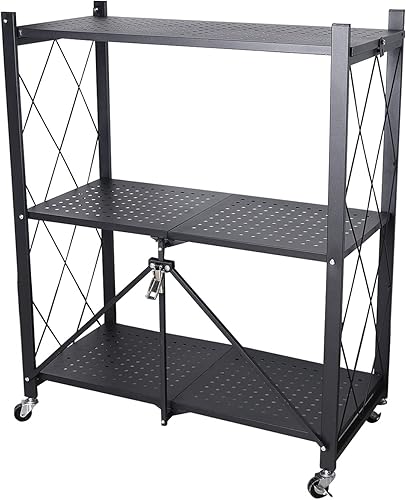 Carrito de bar de 3 niveles para isla, carrito de microondas para cocina, estante plegable, estante de almacenamiento de mesa auxiliar sobre rueda,