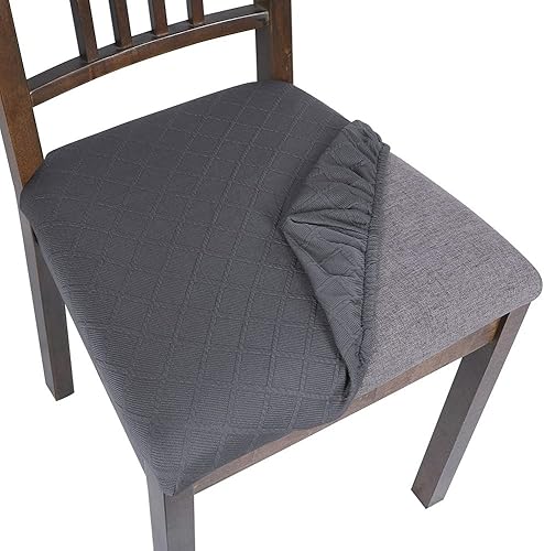 Miniatura 2 de SearchI Juego de 4 fundas para sillas, fundas de asiento para sillas de comedor, fundas de asiento elásticas de jacquard para sillas de comedor,