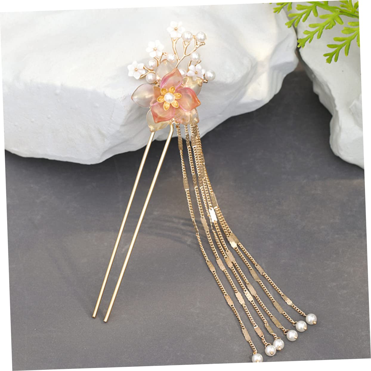 minkissy Hanfu - 5 forcine per capelli cinesi da sposa, con perle e fiori, fermagli per capelli da donna, stile retrò, per sposa, copricapo con nappa, forcina per capelli da ragazza