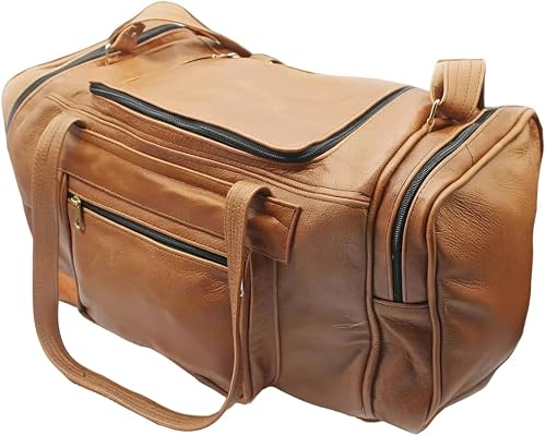 Minx Genuine Leather Bobby Square Firm Duffle Bag Brown