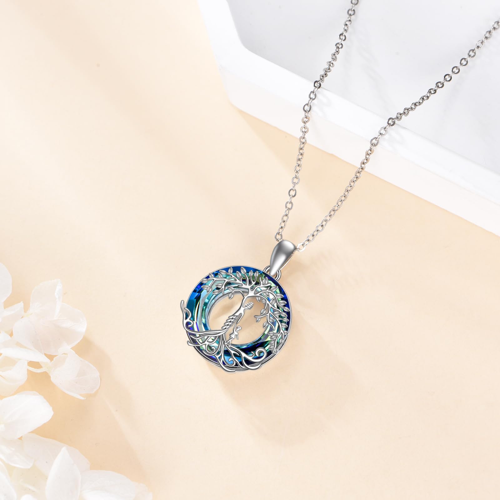 ONEFINITY Madre Collana in argento Sterling 925 con albero della vita, madre e figlia, collana per la festa della mamma, gioielli per la mamma, Cristallo
