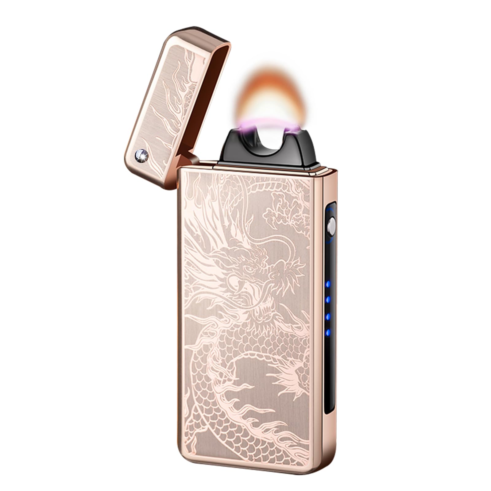GADATOP Dragon Electric Light USB Rechargeable Windproof Outdoor Electronic Lighter with LED Battery Indicator for Candles, Incense (Gold Dragon)