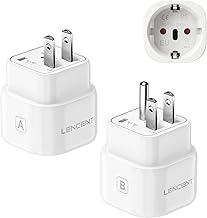 LENCENT Type A and Type B Combination Travel Adapter for USA Canada Mexico Thailand Vietnam Dominican Republic, Costa Rica, Colombia, Travel Plug Socket Plug Adapter Power Adapter