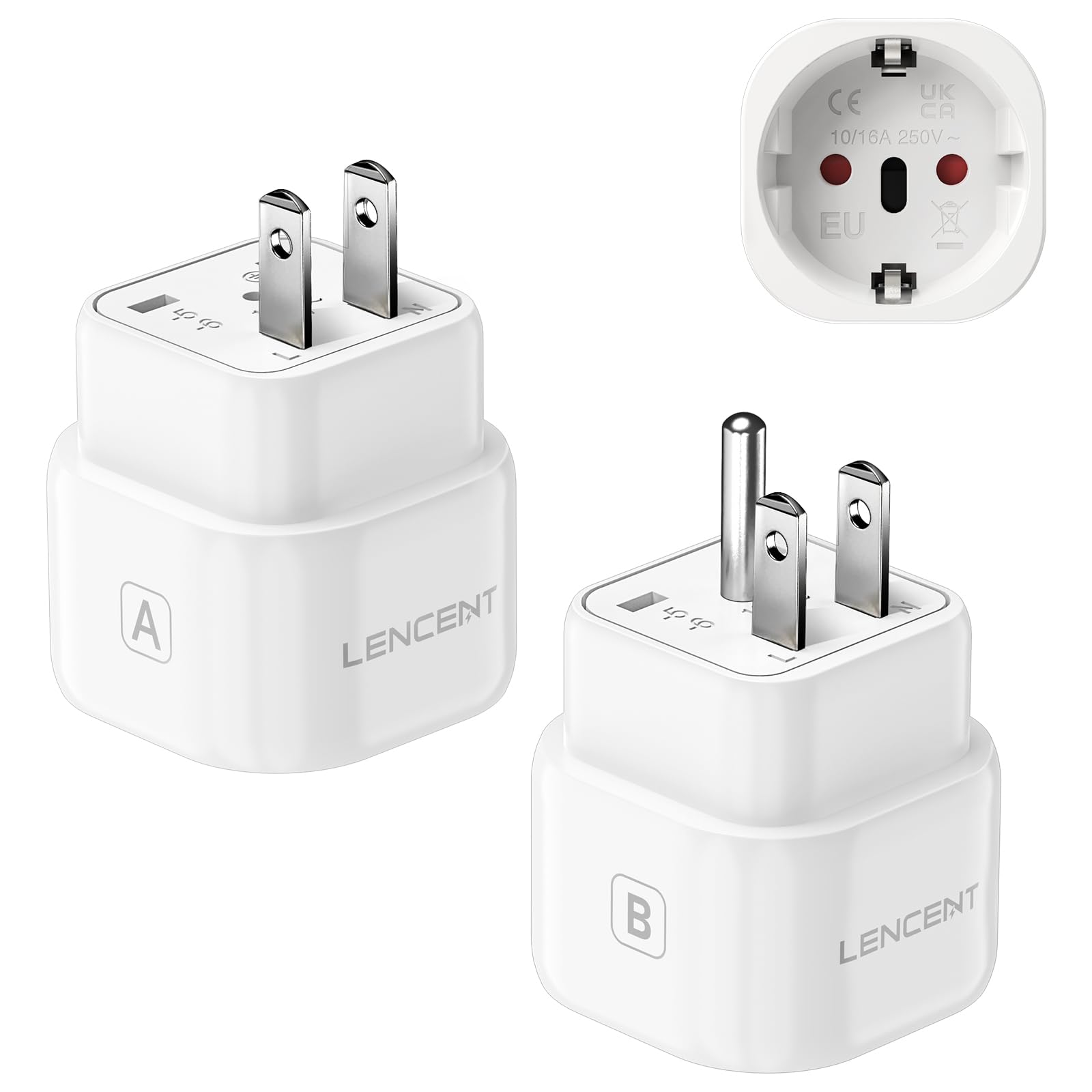 LENCENT Tipo A y Tipo B Combinación Adaptador Enchufe | Adaptador Corriente Viaje para EE.UU., Canadá, México, Tailandia, Japón, Vietnam, República Dominicana, Costa Rica, Colombia