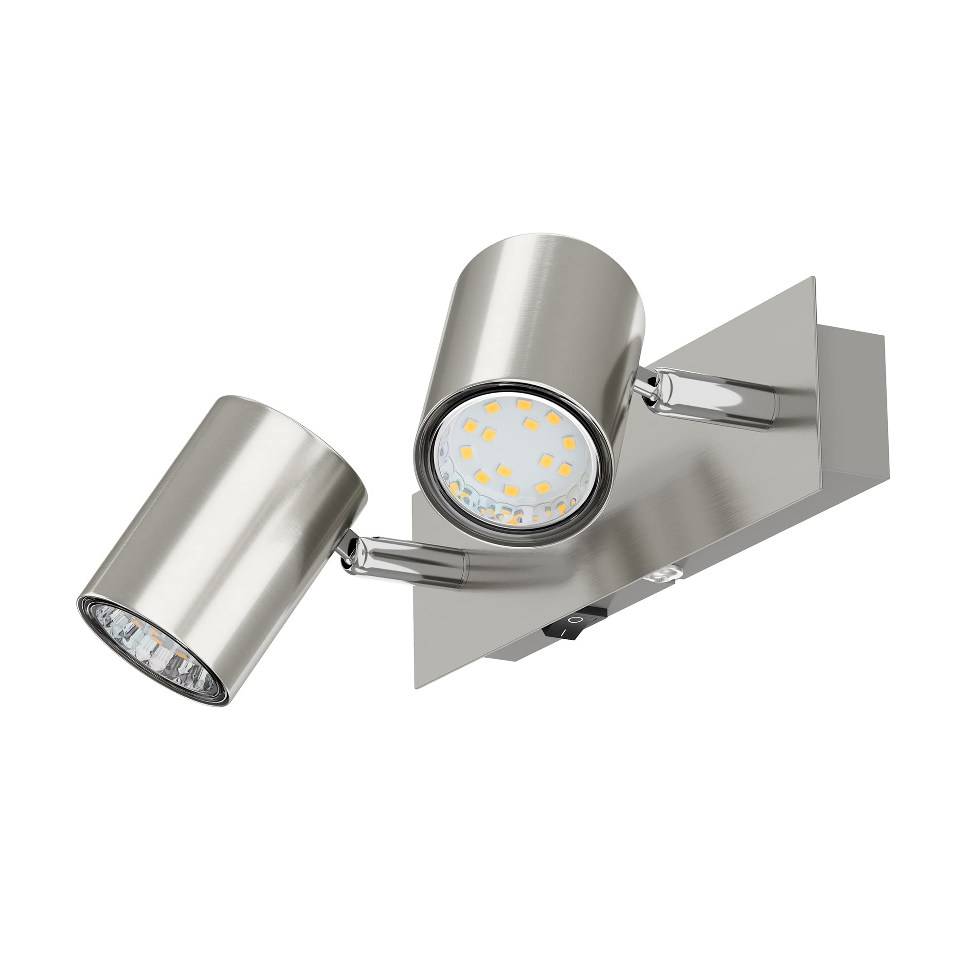 ledscom.de Wall Light WAIKA, Two-Flame, with Switch, matt Chrome, incl. LED GU10 Lamps Each 227lm Warm White