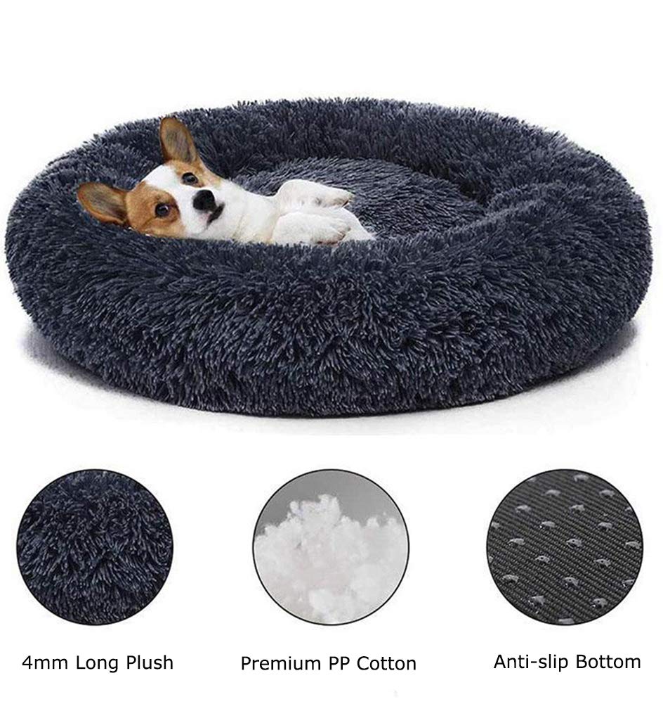 Yuly Rundes Flauschiges Katzenbett/Hundebett – Waschbar, Donut-Form, Größen S Bis XXL