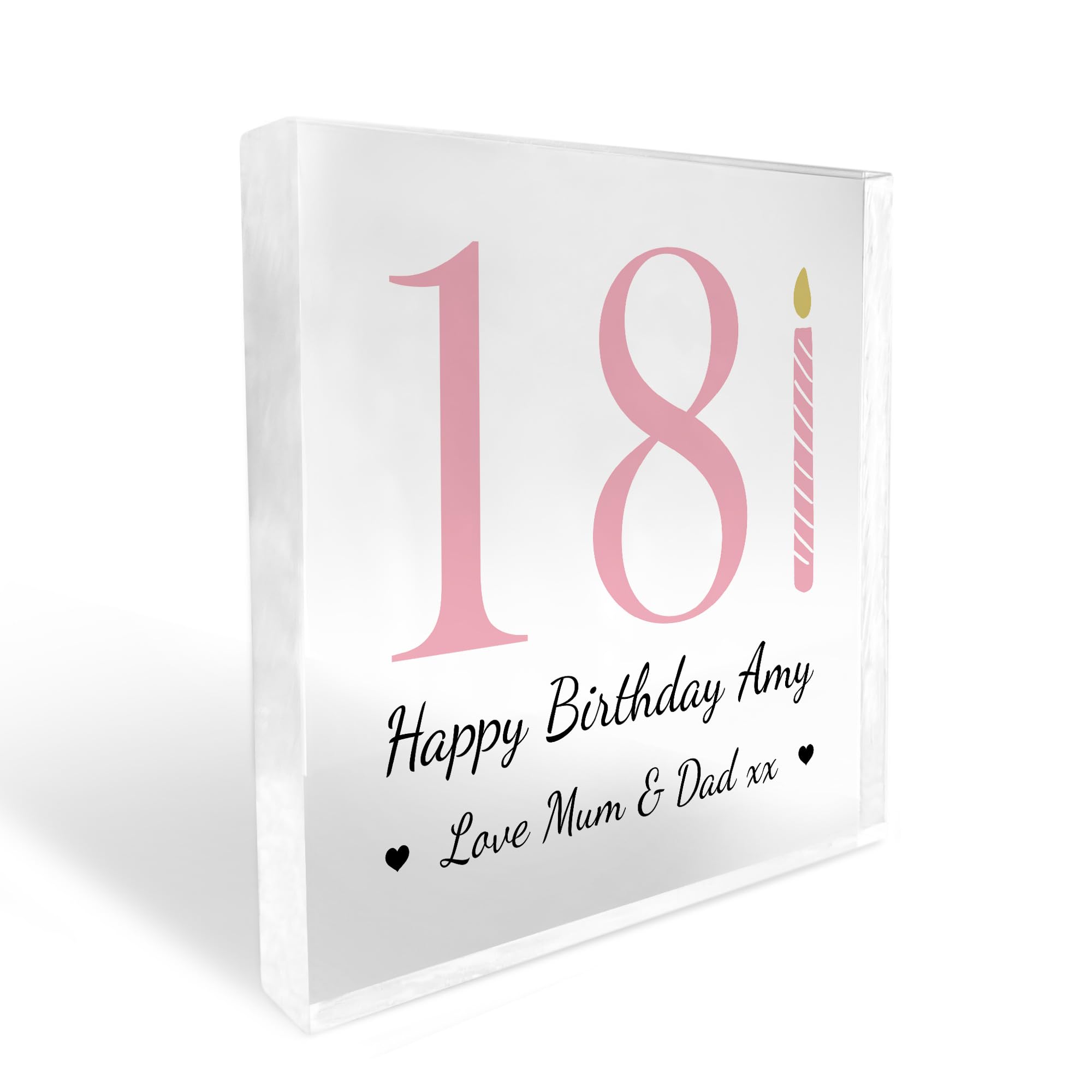 Red Ocean 16th 18th 21st 30th 40th 50th 60th Birthday Gift For Women, Personalised Acrylic Block, Birthday Gift For Daughter Mum Sister Auntie Nanny Nana, Gift For Her Keepsake