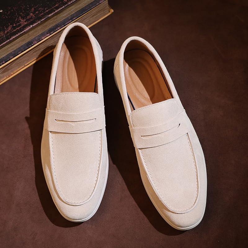 Santimon Men's Casual Suede Penny Loafers Lightweight Slip-On Flat Driving Shoes Comfort Walking Moccasins2