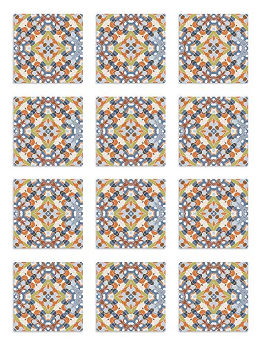 Panorama Azulejos Adhesivos Cocina Baño Pack de 24 Baldosas de 20x20 cm Azulejo Oriental Original - Revestimiento de Paredes - Cenefas Adhesivas