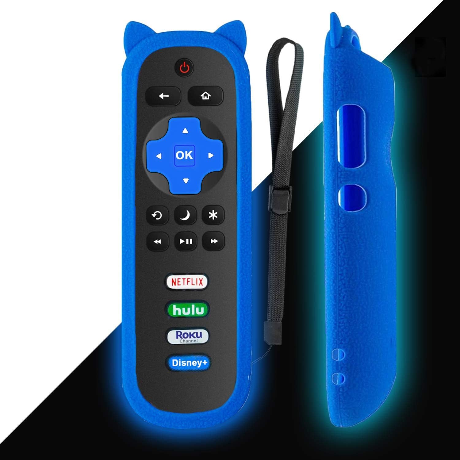 Replacement Remote Control Compatible with Onn Roku TV, Universal for All Onn Roku TV Remote with Netflix Hulu Roku-Channel Disney +, Include Glow Remote Case