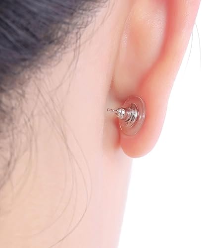 Miniatura 25 de 3 pares de aretes de plata esterlina, ajustables, hipoalergénicos, ajuste de bloqueo de 0.028-0.039 pulgadas (blanco + dorado)