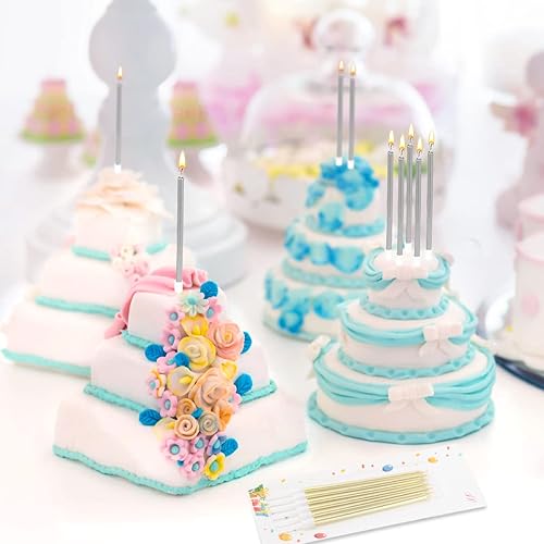 Miniatura 5 de 24 velas largas y delgadas para tartas de cumpleaños velas metálicas para cumpleaños cupcakes color dorado champán