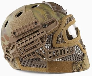 WLXW Airsoft Et Paintball Shooting Quick Shield Tactique + Masque Tactique en ABS avec Lunettes, Casque de Protection PJ Fast Molle, Jeu de Guerre de Chasse CS,MA