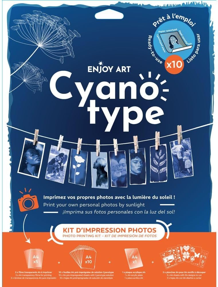 Enjoy Art Kit 10 Sheets Cyanotype A4-1 Plate A4-64 Designs - 5 Films