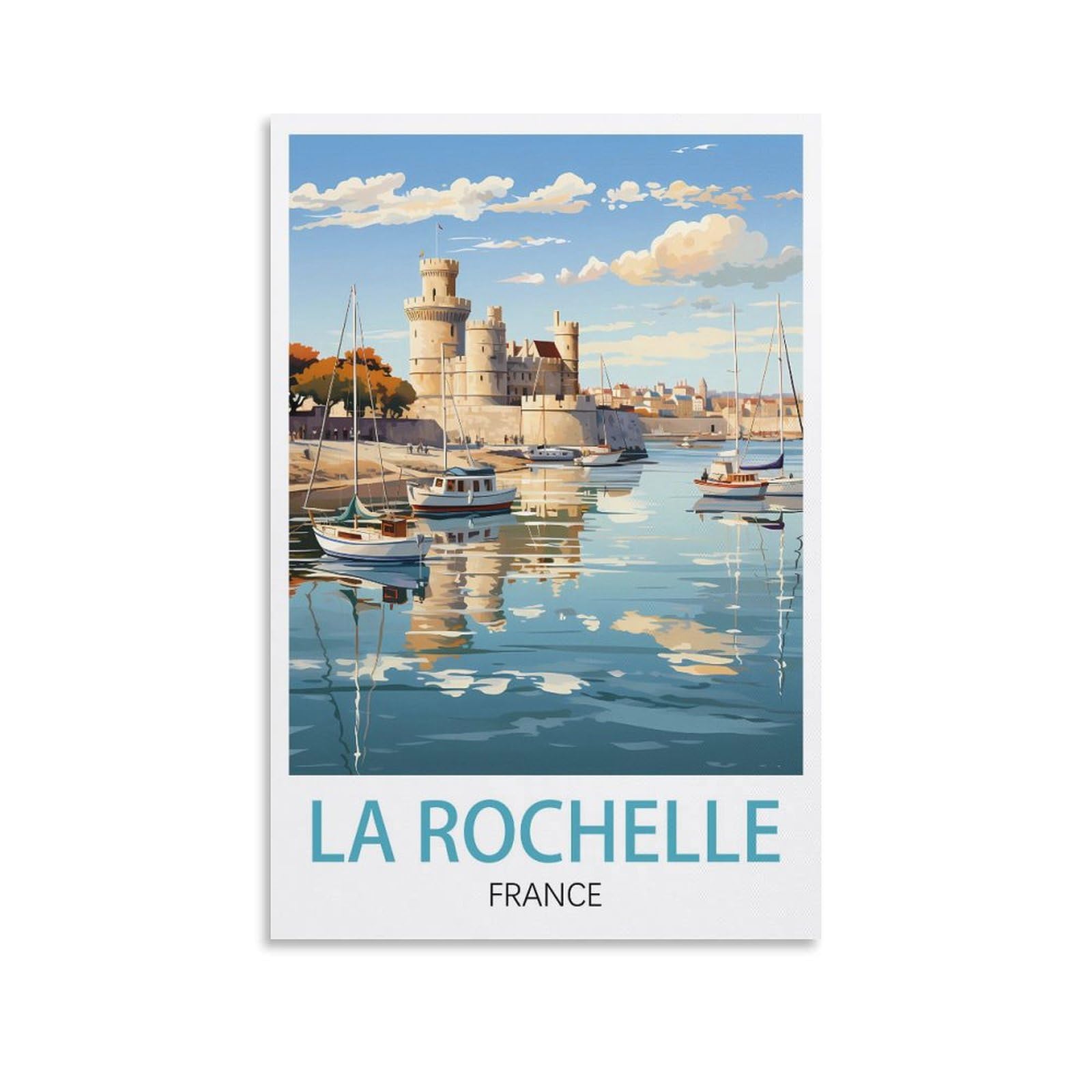 Lnuyitr Unframe-Style La Rochelle France Vintage Travel Posters 12X18inch(30X45cm) Canvas Art Posters And Wall Art Picture Prints Modern Home Bedroom Decor Posters