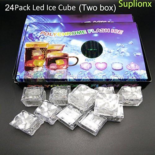 24 PCS IPX7 Waterproof Led Light Flashing Multi-Color Liquid Sensor Ice Cube Lights for Bar Club Drinking Party Wine Wedding Decoration
