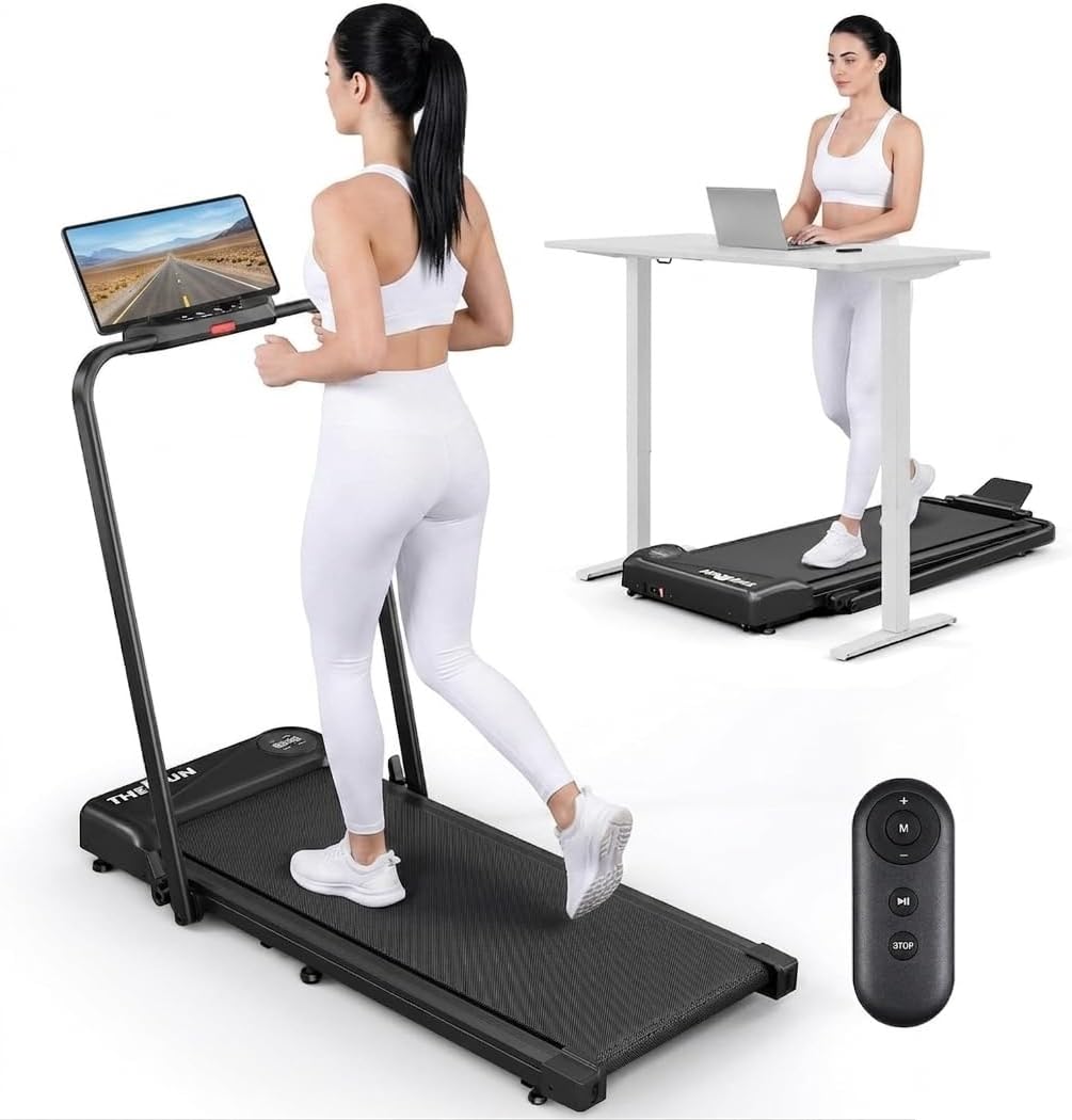 THERUN Walking Pad with Handle Bar, Walking Pad Treadmill for Home, Compact Treadmills, Portable Treadmill with Quiet Core